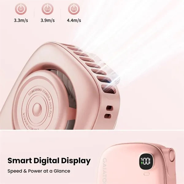 Neck Fan Portable 3 Speed with Mirror Digital Display