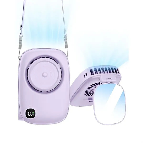 Neck Fan Portable 3 Speed with Mirror Digital Display