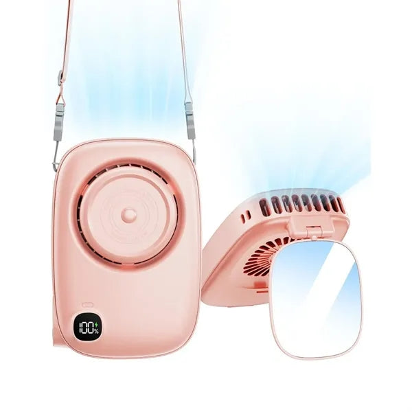 Neck Fan Portable 3 Speed with Mirror Digital Display