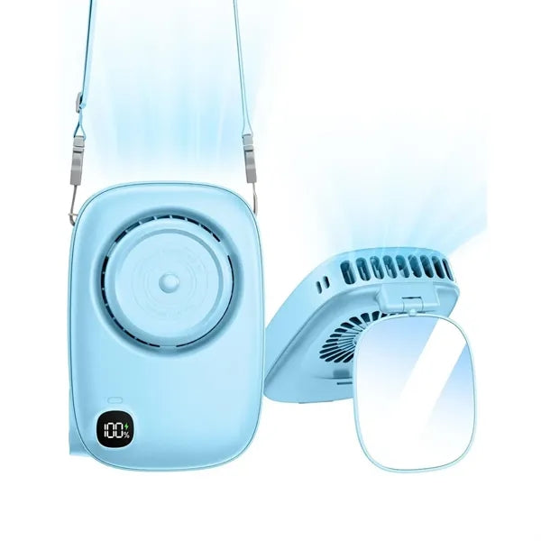 Neck Fan Portable 3 Speed with Mirror Digital Display