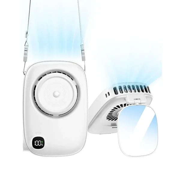 Neck Fan Portable 3 Speed with Mirror Digital Display