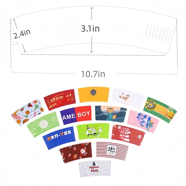 Full Color Premium White Cardboard Coffee Cup Sleeve