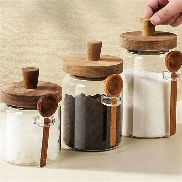 13/18/28 OZ Coffee Bean Cup Jar Glass Bottle w/ Spoon