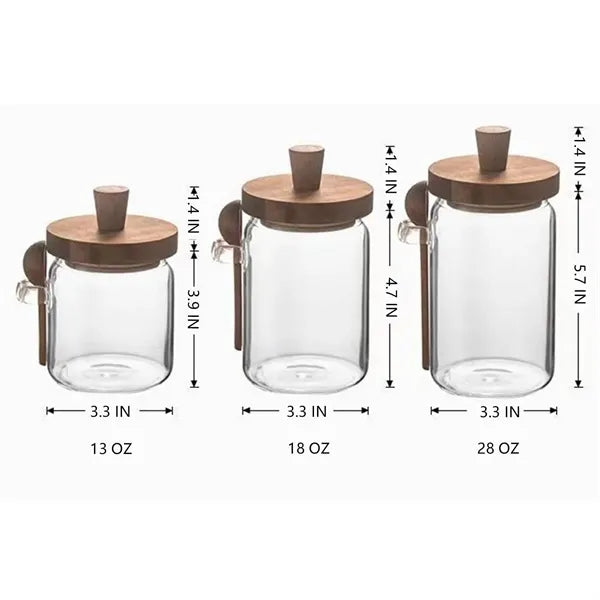 13/18/28 OZ Coffee Bean Cup Jar Glass Bottle w/ Spoon