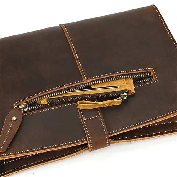 Retro Crazy Horse Leather Casual Clutch Shoulder Bag