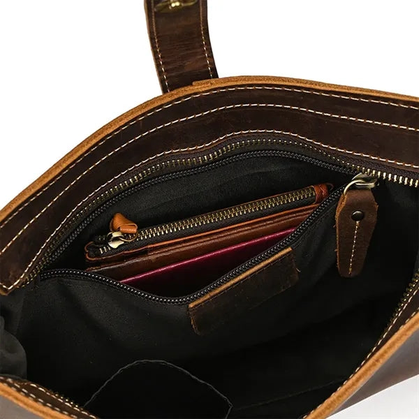Retro Crazy Horse Leather Casual Clutch Shoulder Bag