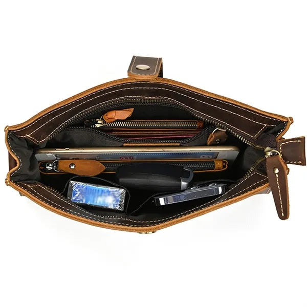 Retro Crazy Horse Leather Casual Clutch Shoulder Bag