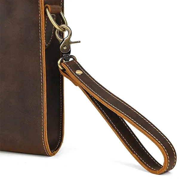 Retro Crazy Horse Leather Casual Clutch Shoulder Bag