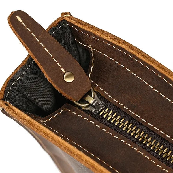Retro Crazy Horse Leather Casual Clutch Shoulder Bag
