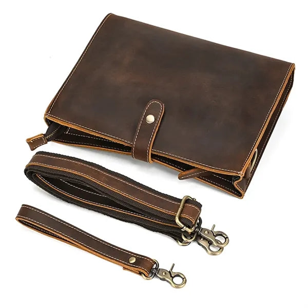 Retro Crazy Horse Leather Casual Clutch Shoulder Bag