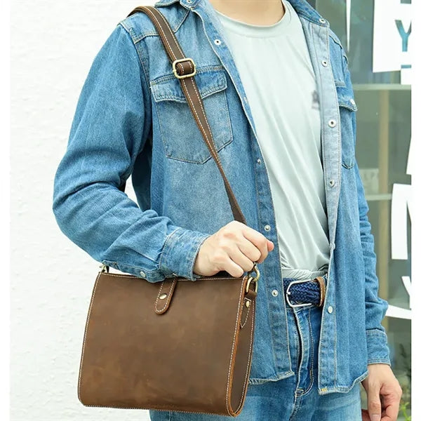 Retro Crazy Horse Leather Casual Clutch Shoulder Bag