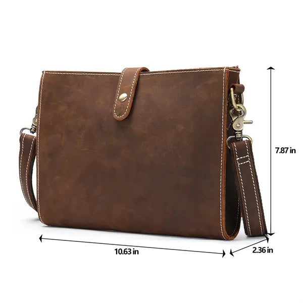 Retro Crazy Horse Leather Casual Clutch Shoulder Bag