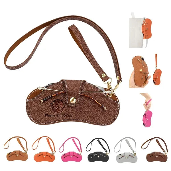 Slim Portable Neck Scratch-resistant Leather Glasses Pouch