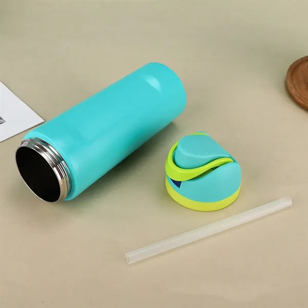 16 Oz Insulated Stainless Steel Water Bottle with Straw