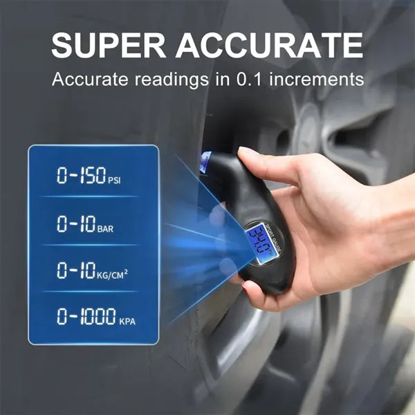 Tire Pressure Gauge with Backlit LCD and Non-Slip Grip