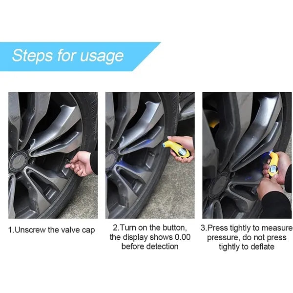 Tire Pressure Gauge with Backlit LCD and Non-Slip Grip