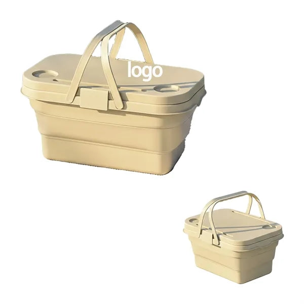 Folding Picnic Basket With Handle For Outdoor Food