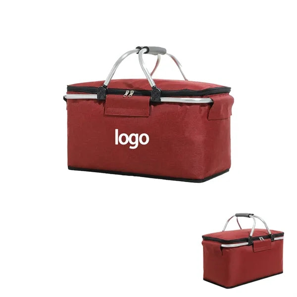 Oxford Picnic Basket With Insulated Lining Carry Handle