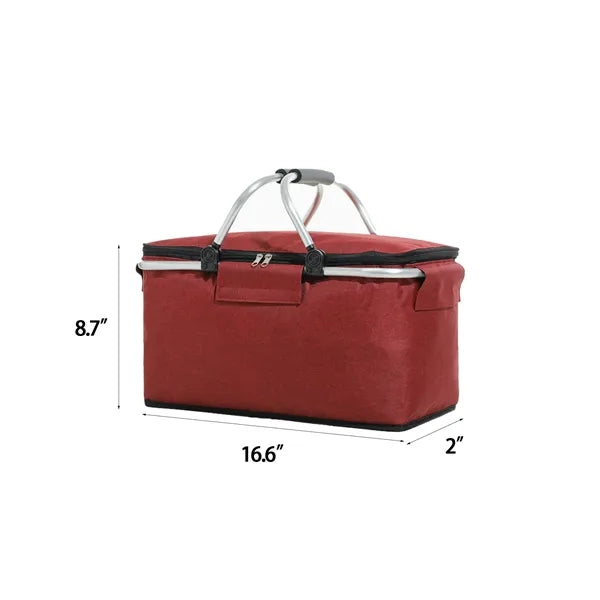 Oxford Picnic Basket With Insulated Lining Carry Handle