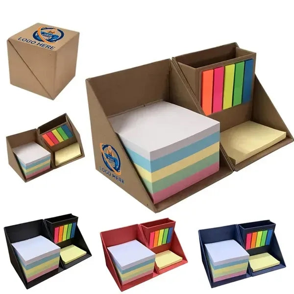 Recycled Folding Cube Desktop Organizer with Sticky Notes