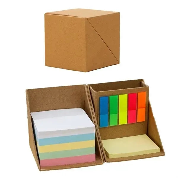 Recycled Folding Cube Desktop Organizer with Sticky Notes