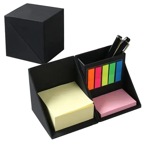 Recycled Folding Cube Desktop Organizer with Sticky Notes