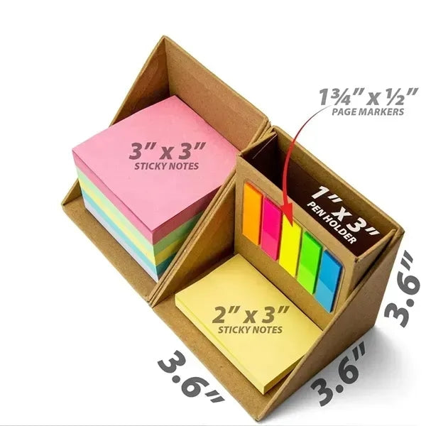 Recycled Folding Cube Desktop Organizer with Sticky Notes