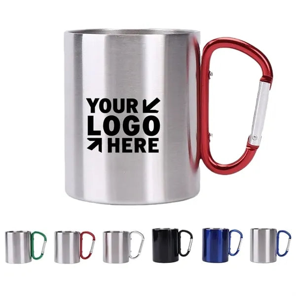 Stainless Steel Double Walled Mug with Carabiner Handle