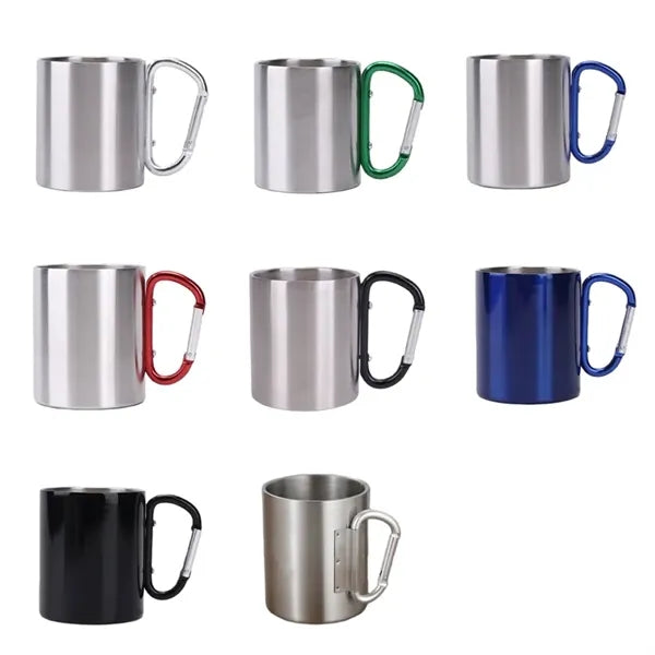 Stainless Steel Double Walled Mug with Carabiner Handle