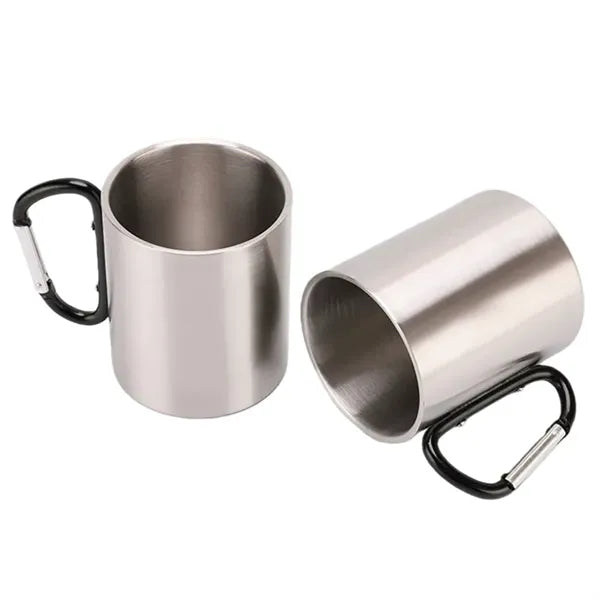 Stainless Steel Double Walled Mug with Carabiner Handle