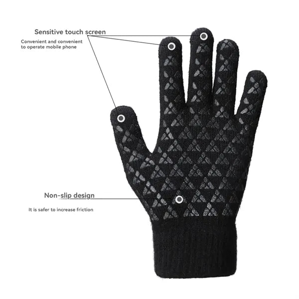 Touchscreen Knit Gloves Warm Skiing Cycling with Grip
