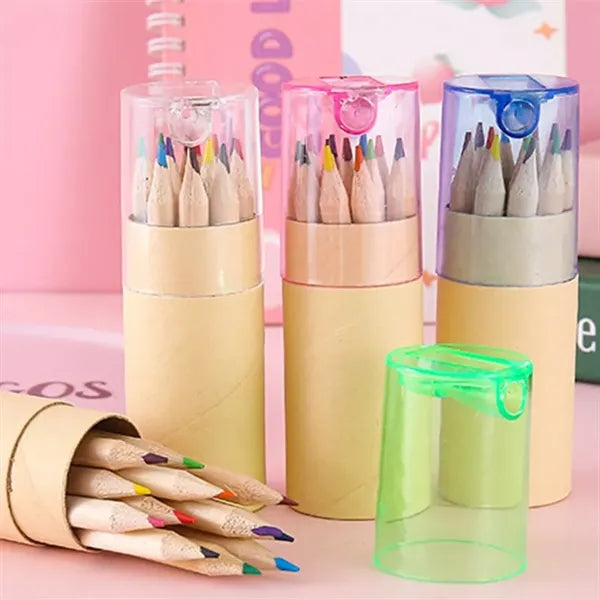 12 Colored Pencil Set in Tube w/Sharpener