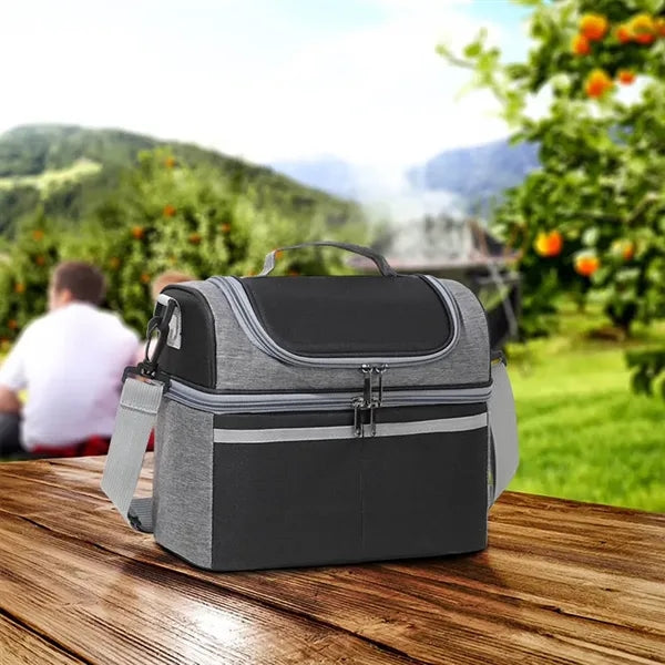 Double-Layer Large Capacity Insulated Crossbody Lunch Bag