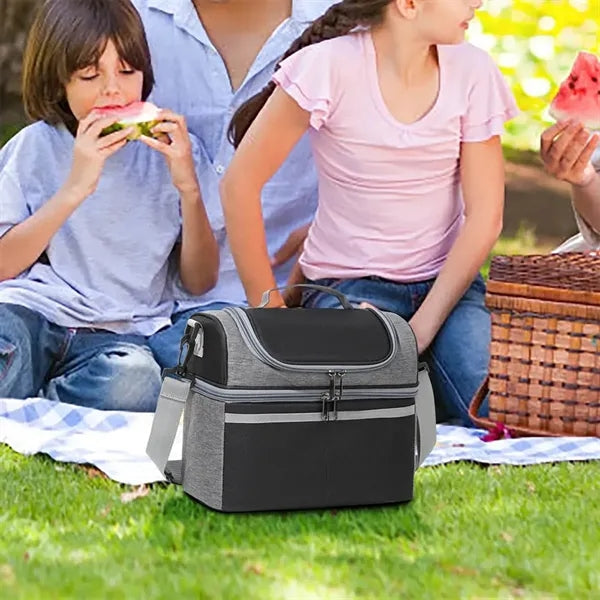 Double-Layer Large Capacity Insulated Crossbody Lunch Bag