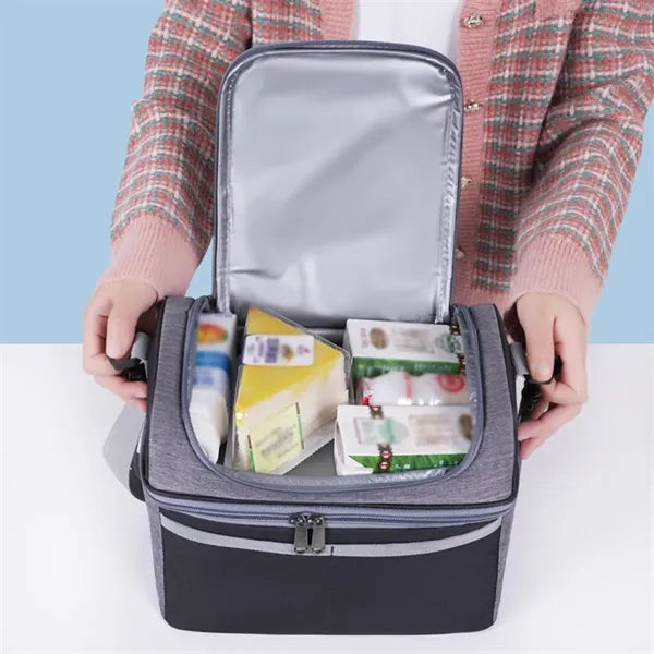 Double-Layer Large Capacity Insulated Crossbody Lunch Bag