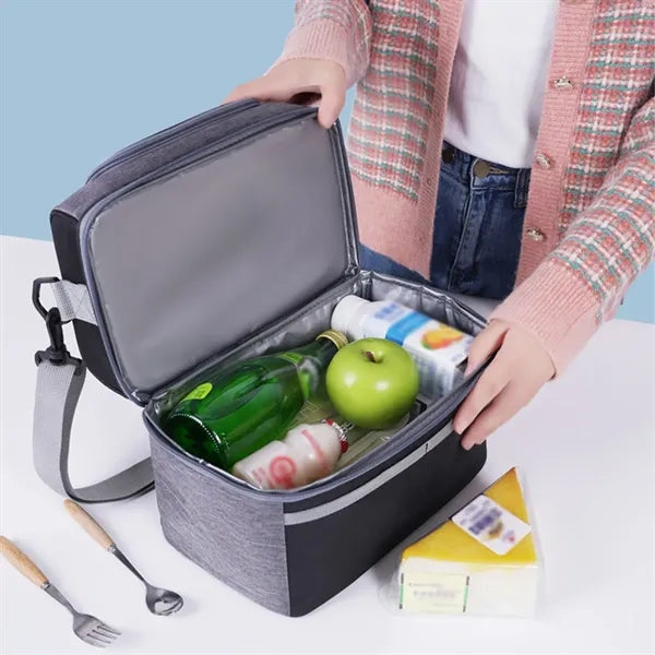 Double-Layer Large Capacity Insulated Crossbody Lunch Bag
