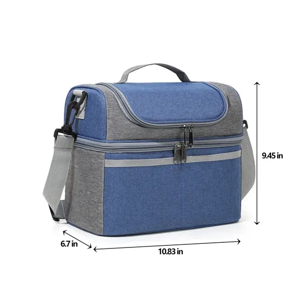 Double-Layer Large Capacity Insulated Crossbody Lunch Bag