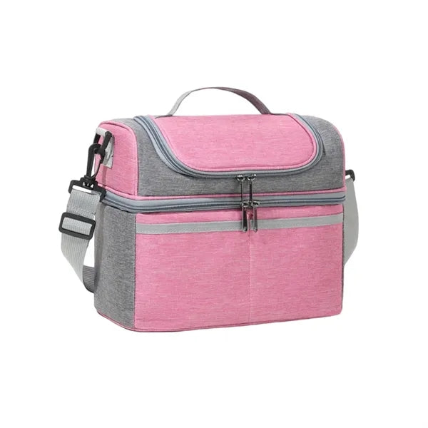 Double-Layer Large Capacity Insulated Crossbody Lunch Bag