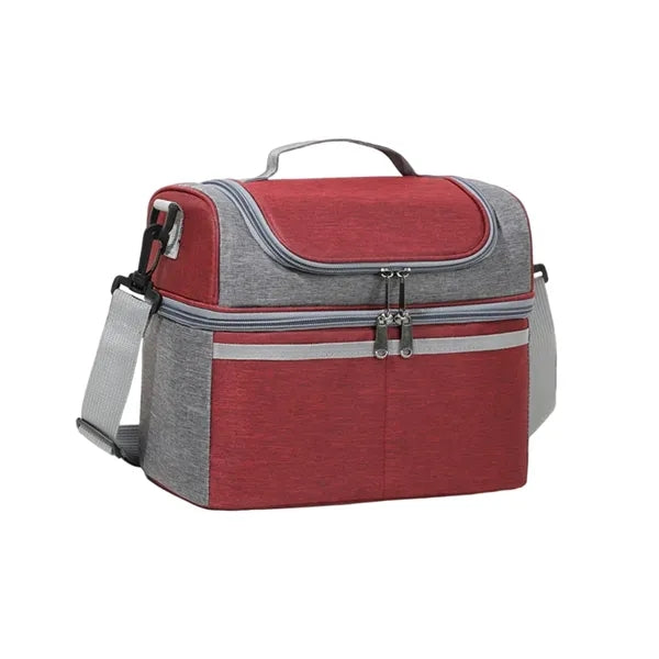 Double-Layer Large Capacity Insulated Crossbody Lunch Bag