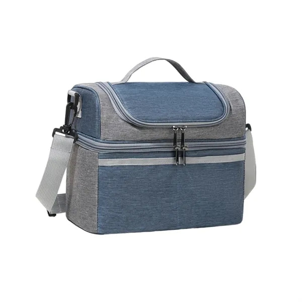 Double-Layer Large Capacity Insulated Crossbody Lunch Bag