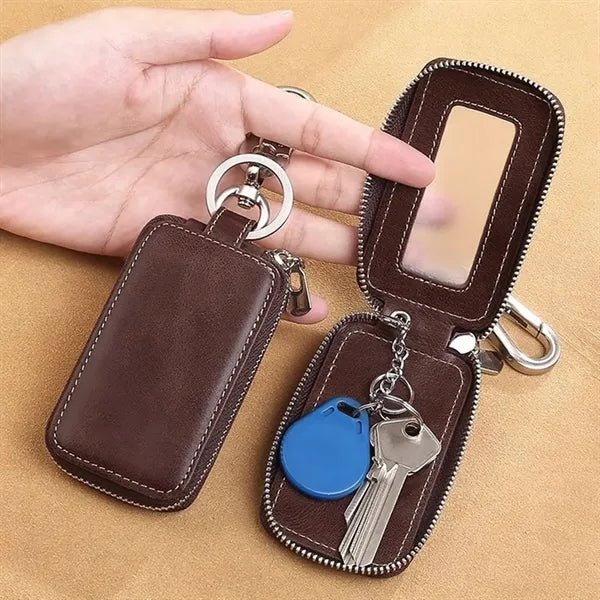 Universal PU Leather Zipper Car Key Pouch