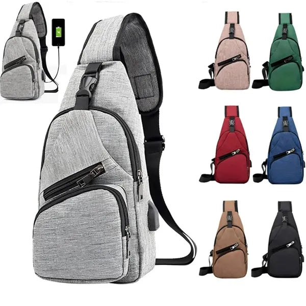 Waterproof Crossbody Sling Bag With USB Charging Port