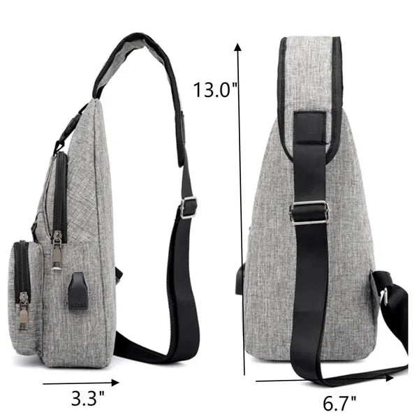 Waterproof Crossbody Sling Bag With USB Charging Port