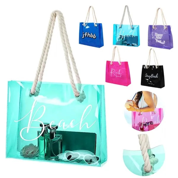 Clear Beach Tote Bag Transparent Plastic PVC
