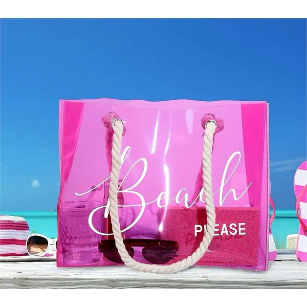 Clear Beach Tote Bag Transparent Plastic PVC