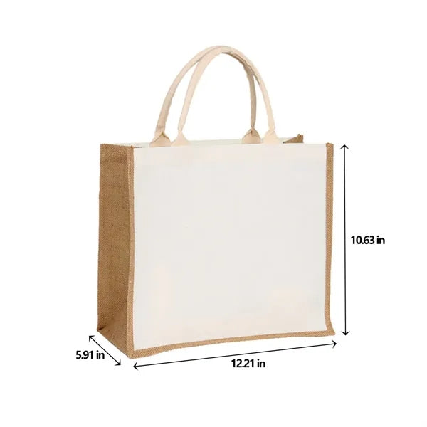 Canvas Patchwork Linen Flat Bottom Minimalist Tote Bag