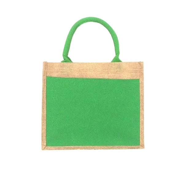 Canvas Patchwork Linen Flat Bottom Minimalist Tote Bag