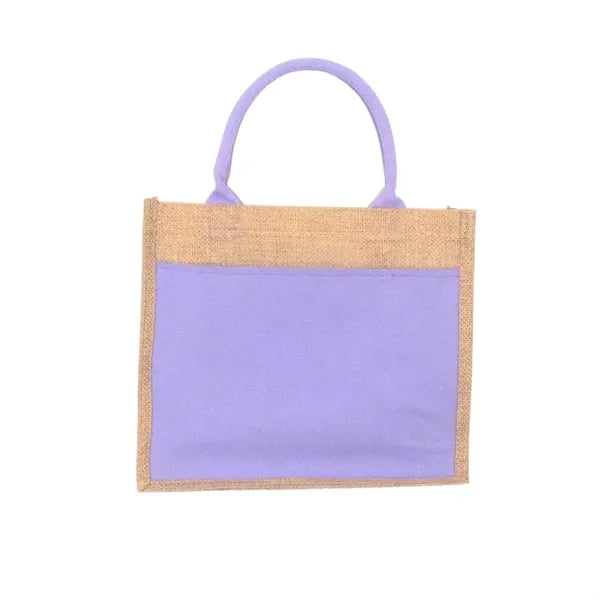 Canvas Patchwork Linen Flat Bottom Minimalist Tote Bag