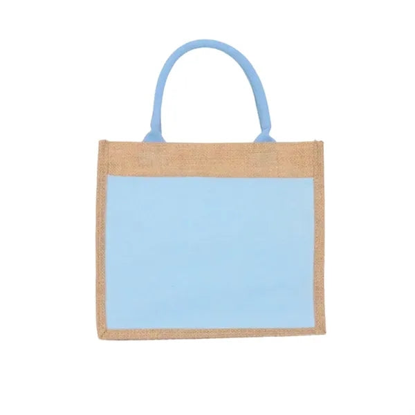 Canvas Patchwork Linen Flat Bottom Minimalist Tote Bag