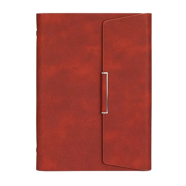 A5 PU Leather Loose Leaf Magnetic Notebook w/ Card Slots